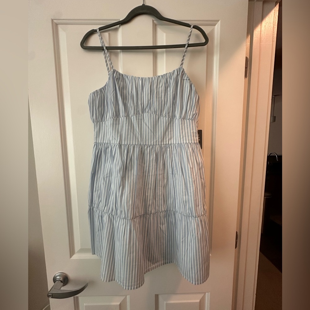 Express Blue and White Sundress Sleeveless Spaghetti Strap
